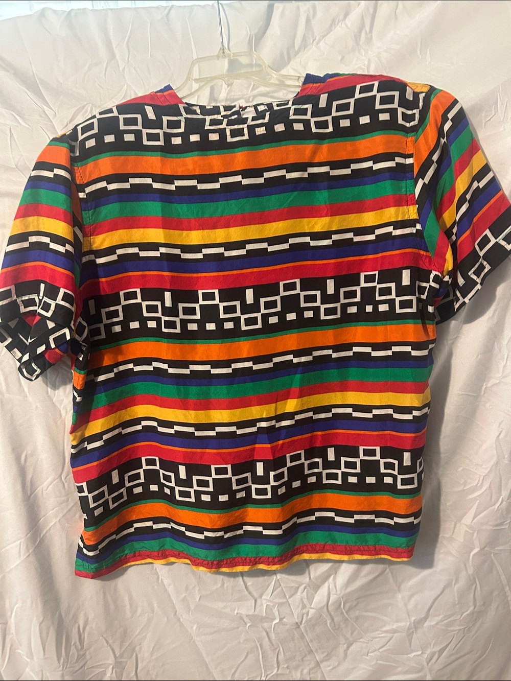 august silk Multicolor Geometric Stripe Short Sleeve Top